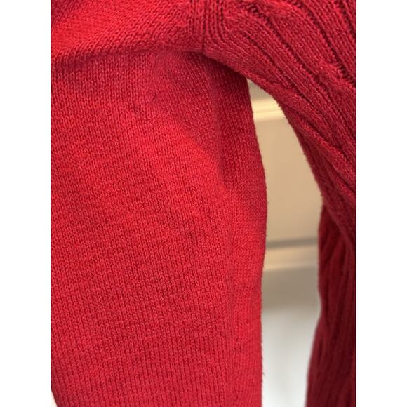 Talbots Women's Red Cable Knit Crew Neck Pullover Sweater Sz SP holiday classic! - Picture 7 of 9
